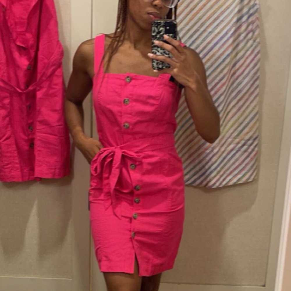 LOFT Pink Tank Button Down Dress